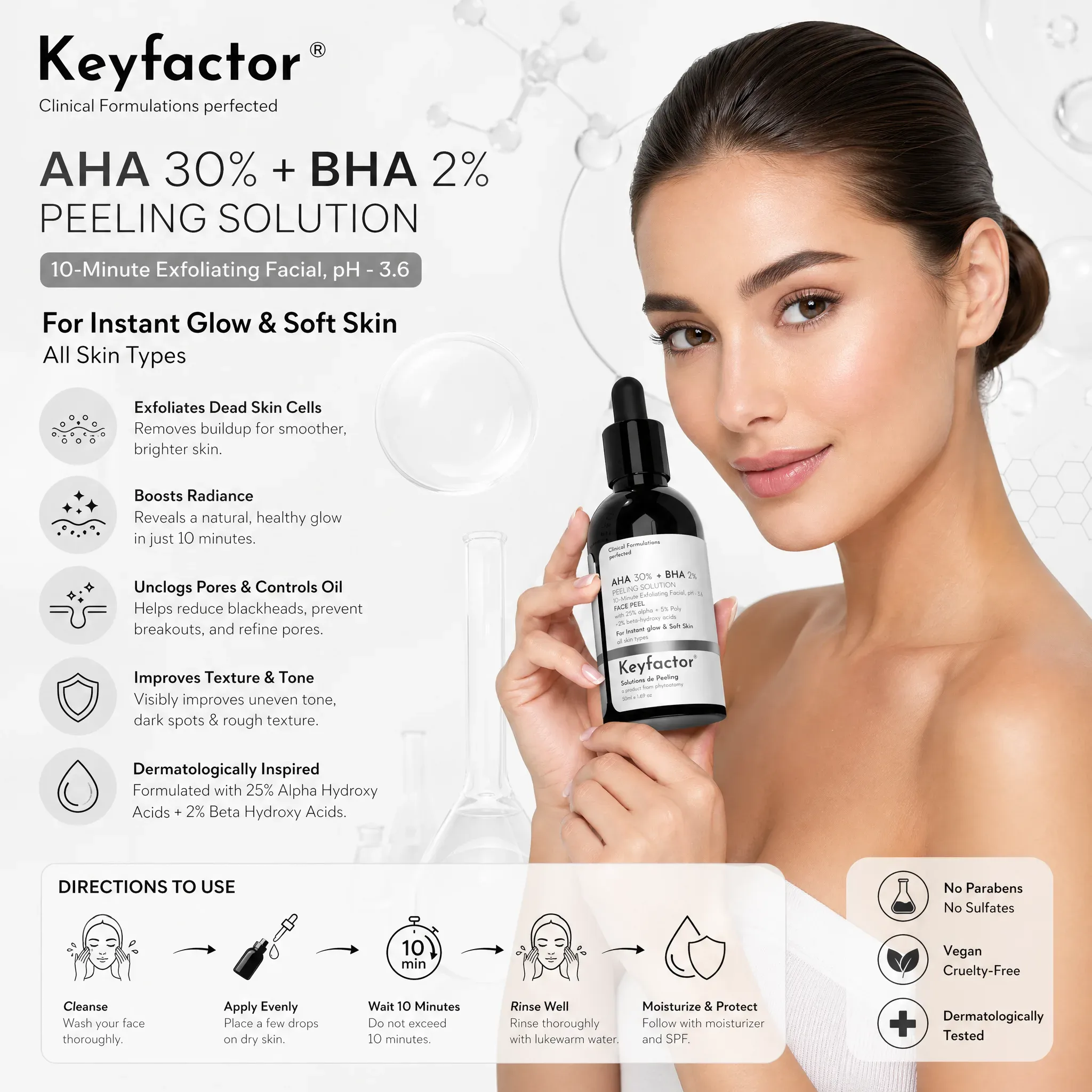 Kf-AHA 30% + BHA 2% Peeling Solution -50Ml.(10 minute facial)